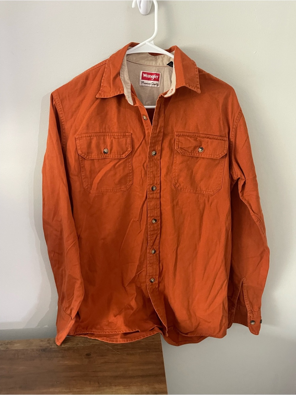 Wrangler Orange Button-Up Work Shirt size Small